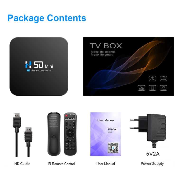 H50 Mini 4K Smart Network TV Box, Android 10.0, RK3318 Quad Core, 2GB+16GB, EU Plug - RK3318 by PMC TechLife | Online Shopping South Africa | PMC TechLife | Buy Now Pay Later Mobicred