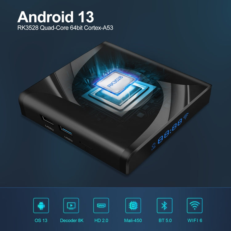 X88 Pro 13 Android 13.0 Smart TV Box with Remote Control, RK3528 Quad-Core, 4G+32GB(AU Plug) - Others by PMC TechLife | Online Shopping South Africa | PMC TechLife | Buy Now Pay Later Mobicred