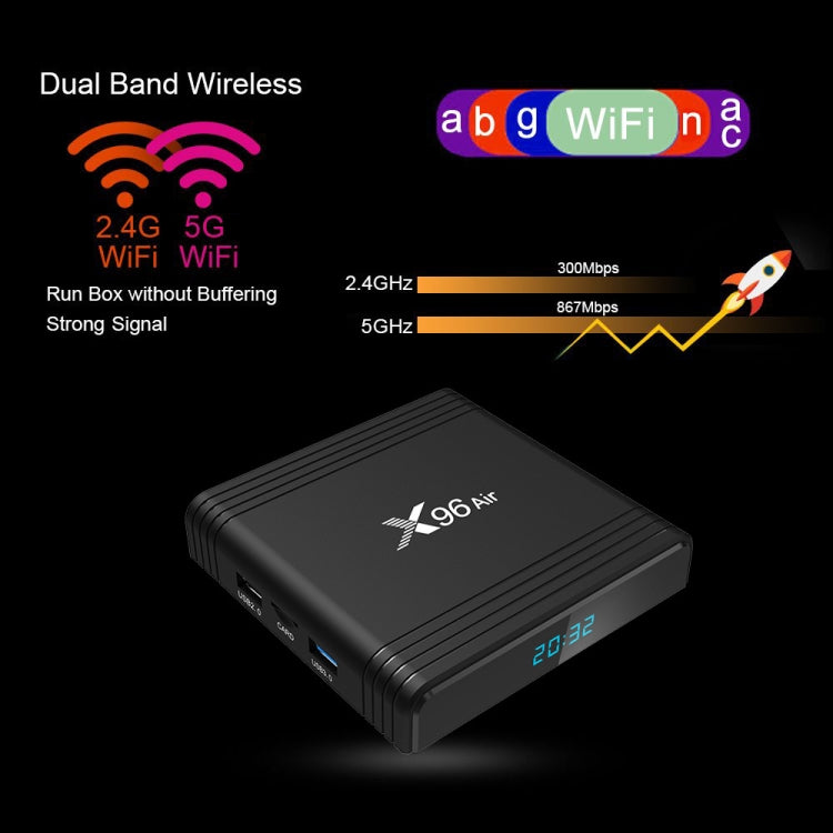 X96 Air 8K Smart TV BOX Android 9.0 Media Player with Remote Control, Quad-core Amlogic S905X3, RAM: 2GB, ROM: 16GB, Dual Band WiFi, UK Plug - Amlogic S905 by PMC Jewellery | Online Shopping South Africa | PMC Jewellery | Buy Now Pay Later Mobicred