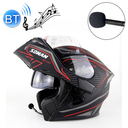 Soman 955 Skyeye Motorcycle Full / Open Face Bluetooth Helmet Headset Full Face, Supports Answer / Hang Up Calls(Black Red) - Helmets by SOMAN | Online Shopping South Africa | PMC Jewellery | Buy Now Pay Later Mobicred