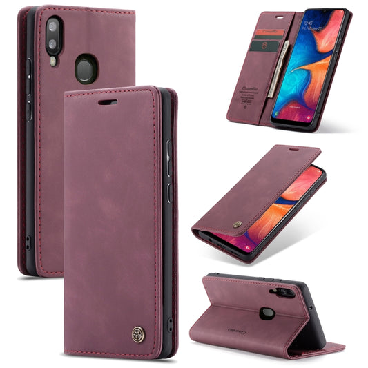 CaseMe-013 Multi-functional Retro Frosted Horizontal Flip Leather Case with Card Slot & Holder & Wallet For Galaxy A20e(Wine Red) - Galaxy Phone Cases by CaseMe | Online Shopping South Africa | PMC Jewellery | Buy Now Pay Later Mobicred