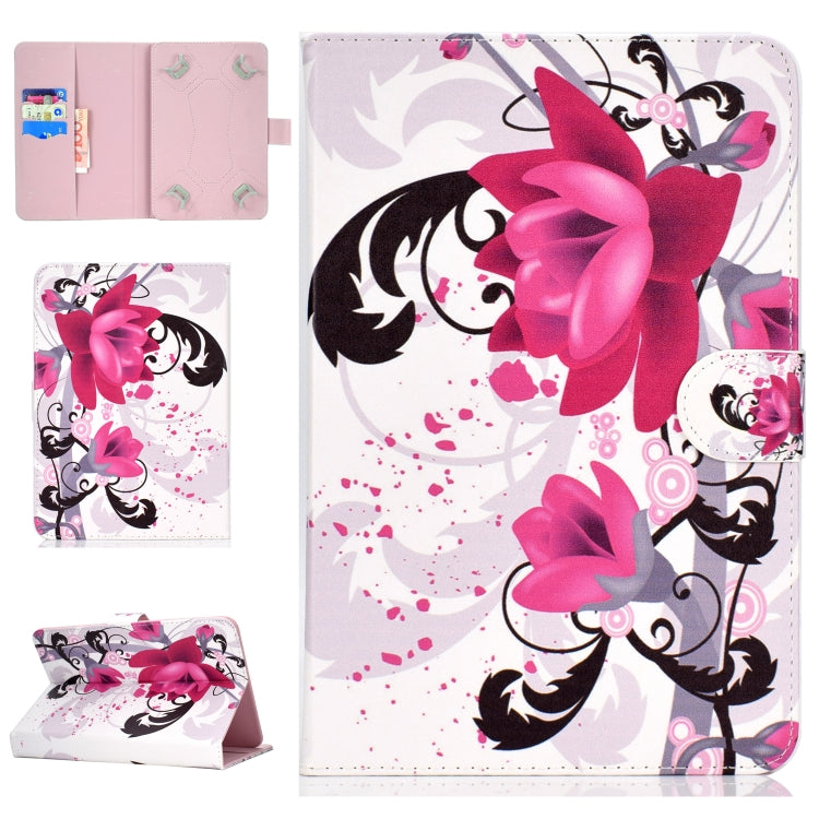 Colored Pattern Drawing Horizontal Flip PU Leather Case with Three-folding Holder for 10 inch Tablet PC(Flower) - 10 - 11 inch by PMC TechLife | Online Shopping South Africa | PMC TechLife | Buy Now Pay Later Mobicred