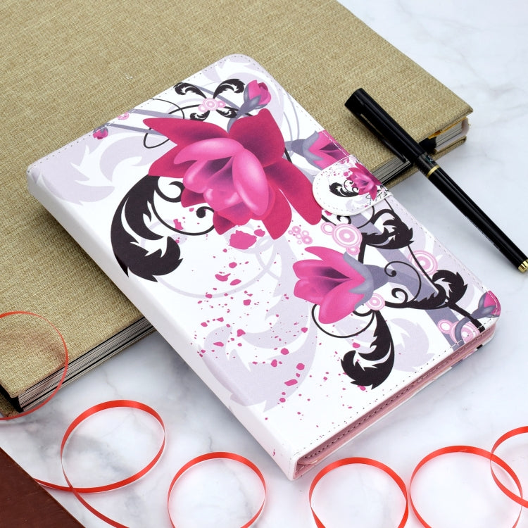 Colored Pattern Drawing Horizontal Flip PU Leather Case with Three-folding Holder for 10 inch Tablet PC(Flower) - 10 - 11 inch by PMC TechLife | Online Shopping South Africa | PMC TechLife | Buy Now Pay Later Mobicred