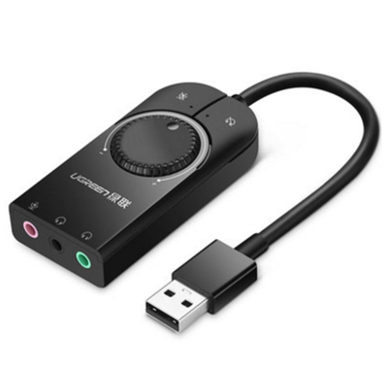 UGREEN CM109 USB to 3-ports 3.5mm Computer External Audio Card with Volume Adjustment Wheel, Length: 15cm - USB Sound by UGREEN | Online Shopping South Africa | PMC Jewellery | Buy Now Pay Later Mobicred