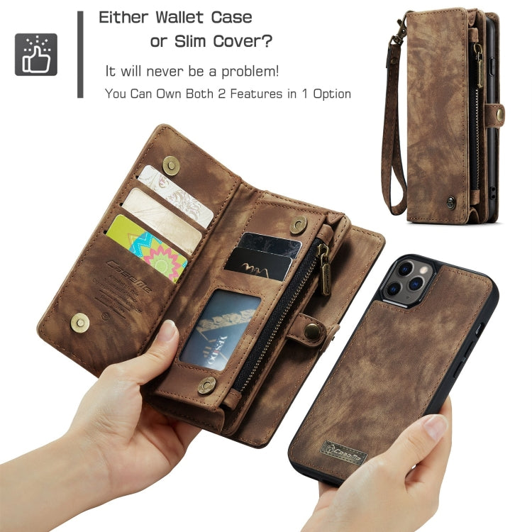 For iPhone 11 Pro CaseMe-008 Detachable Multifunctional Horizontal Flip Leather Case with Card Slot & Holder & Zipper Wallet & Photo Frame (Brown) - iPhone 11 Pro Cases by CaseMe | Online Shopping South Africa | PMC Jewellery | Buy Now Pay Later Mobicred