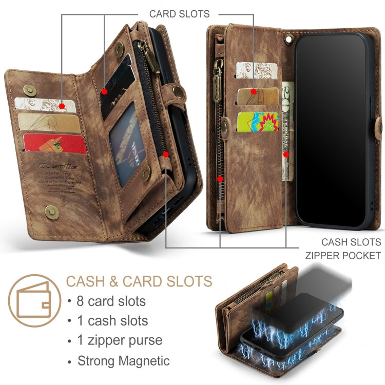 For iPhone 11 CaseMe-008 Detachable Multifunctional Horizontal Flip Leather Case with Card Slot & Holder & Zipper Wallet & Photo Frame (Brown) - iPhone 11 Cases by CaseMe | Online Shopping South Africa | PMC Jewellery | Buy Now Pay Later Mobicred