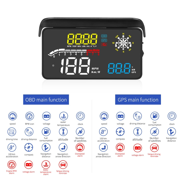 D1 Car OBD2 HUD Head-up Display GPS Speed Meter Speed / Voltage / Water Temperature Speed Alarm - Head Up Display System by PMC TechLife | Online Shopping South Africa | PMC TechLife | Buy Now Pay Later Mobicred