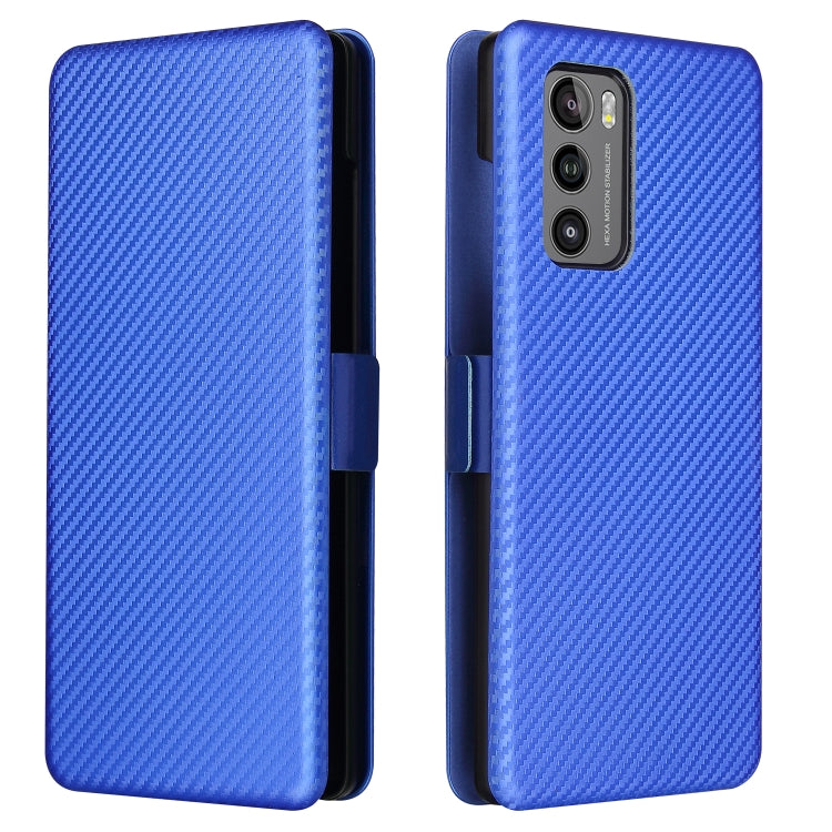 For LG Wing 5G with Buckle Carbon Fiber Texture Horizontal Flip TPU + PC + PU Leather Case with Card Slot(Blue) - LG by PMC Jewellery | Online Shopping South Africa | PMC Jewellery