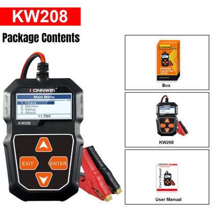 KONNWEI KW208 Car TFT Color Screen Battery Tester Support 8 Languages - Code Readers & Scan Tools by KONNWEI | Online Shopping South Africa | PMC Jewellery | Buy Now Pay Later Mobicred