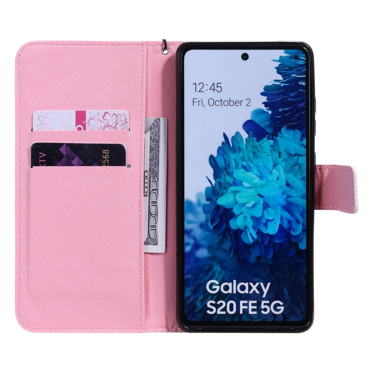 For Samsung Galaxy S20 FE Painted Pattern Horizontal Flip Leather Case, with Wallet & Holder & Card Slots & Lanyard(Cat and Bee) - Galaxy S20 FE Cases by PMC Jewellery | Online Shopping South Africa | PMC Jewellery