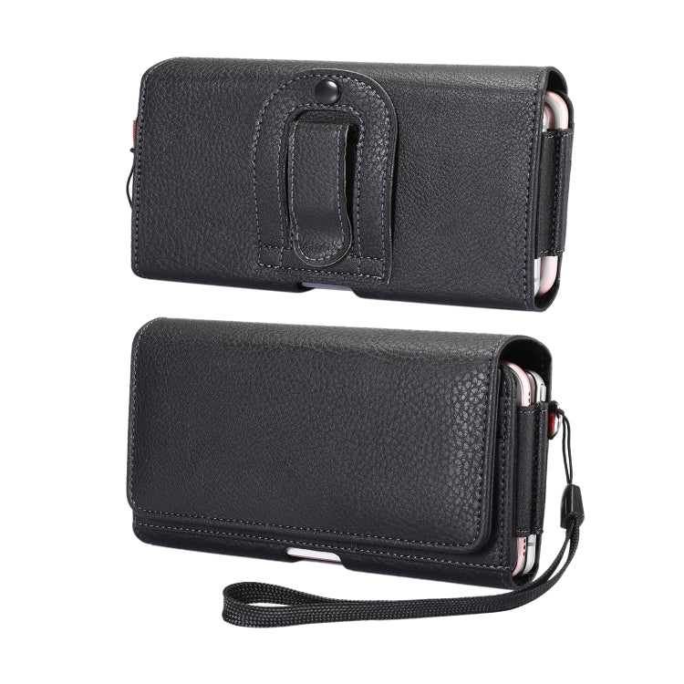 Litchi Texture Vertical Flip Thwartwise PU Leather Case / Waist Bag with Back Splint & Card Slots & 15cm Lanyard for 6.7 inch Phone Universal - Universal Leather Case by PMC Jewellery | Online Shopping South Africa | PMC Jewellery