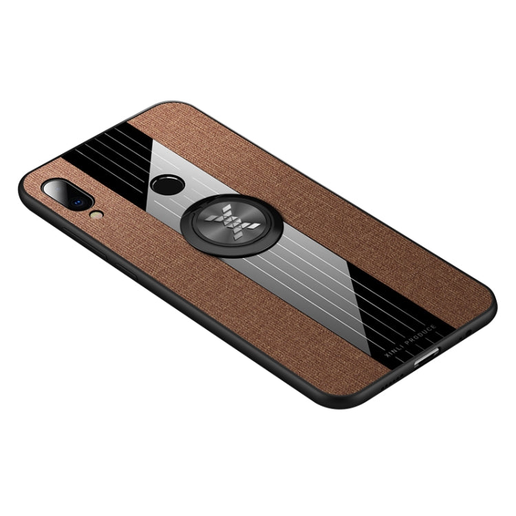 For Meizu Note 9 XINLI Stitching Cloth Texture Shockproof TPU Protective Case with Ring Holder(Brown) - Meizu by XINLI | Online Shopping South Africa | PMC Jewellery | Buy Now Pay Later Mobicred