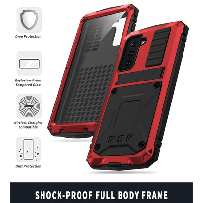 For Samsung Galaxy S21 5G R-JUST Shockproof Waterproof Dust-proof Metal + Silicone Protective Case with Holder(Red) - Galaxy S21 5G Cases by R-JUST | Online Shopping South Africa | PMC Jewellery