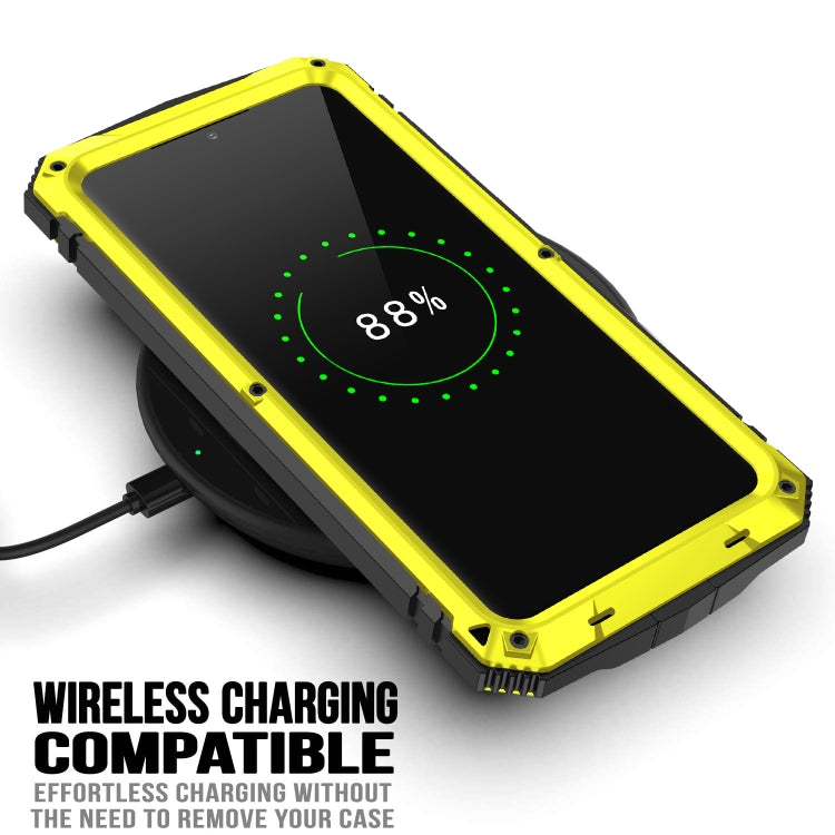 For Samsung Galaxy S21 5G R-JUST Shockproof Waterproof Dust-proof Metal + Silicone Protective Case with Holder(Yellow) - Galaxy S21 5G Cases by R-JUST | Online Shopping South Africa | PMC Jewellery