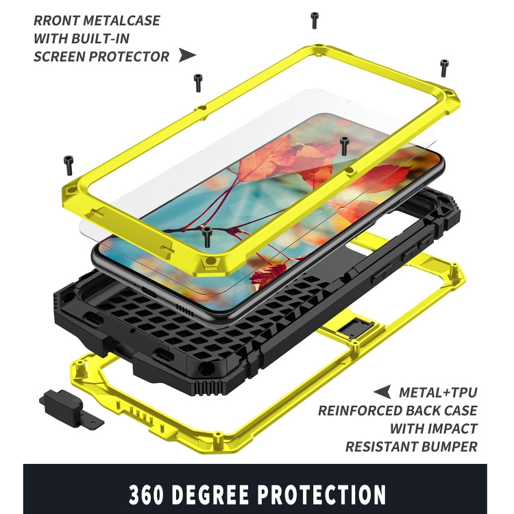 For Samsung Galaxy S21+ 5G R-JUST Shockproof Waterproof Dust-proof Metal + Silicone Protective Case with Holder(Yellow) - Galaxy S21+ 5G Cases by R-JUST | Online Shopping South Africa | PMC Jewellery