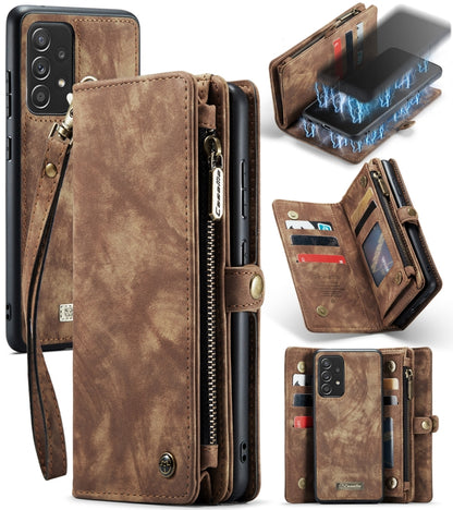 For Samsung Galaxy A52 5G / 4G CaseMe Detachable Multifunctional Horizontal Flip Leather Case, with Card Slot & Holder & Zipper Wallet & Photo Frame(Brown) - Galaxy Phone Cases by CaseMe | Online Shopping South Africa | PMC Jewellery | Buy Now Pay Later Mobicred