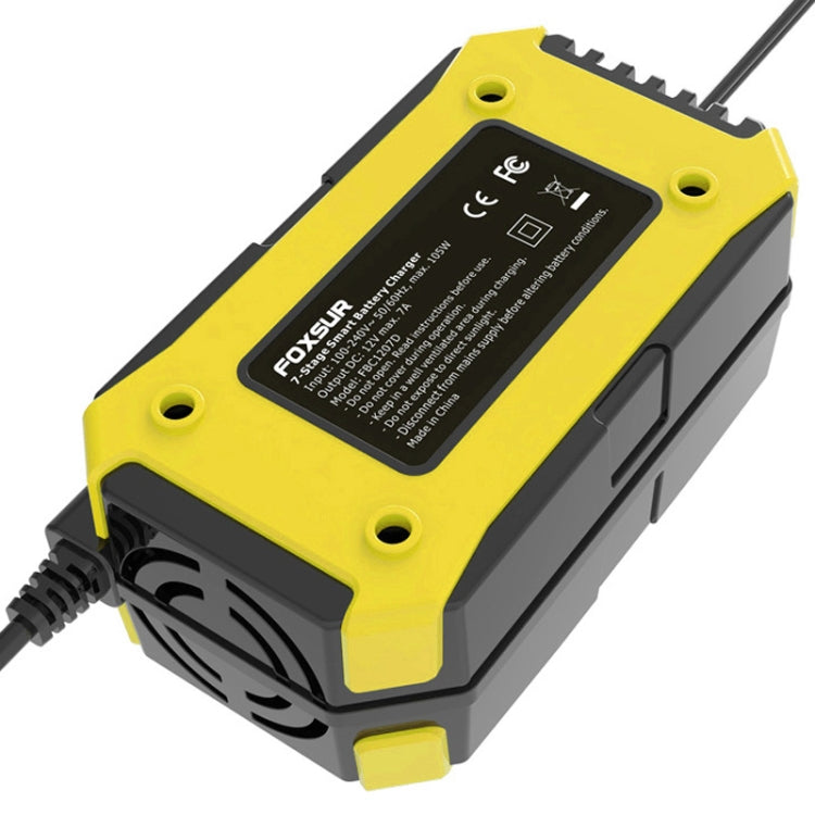 FOXSUR Car / Motorcycle Repair Charger 12V 7A 7-stage + Multi-battery Mode Lead-acid Battery Charger, Plug Type:US Plug(Yellow) - Battery Charger by FOXSUR | Online Shopping South Africa | PMC Jewellery | Buy Now Pay Later Mobicred