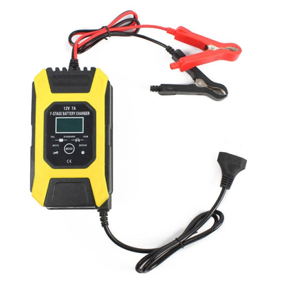 FOXSUR Car / Motorcycle Repair Charger 12V 7A 7-stage + Multi-battery Mode Lead-acid Battery Charger, Plug Type:UK Plug(Yellow) - Battery Charger by FOXSUR | Online Shopping South Africa | PMC Jewellery | Buy Now Pay Later Mobicred