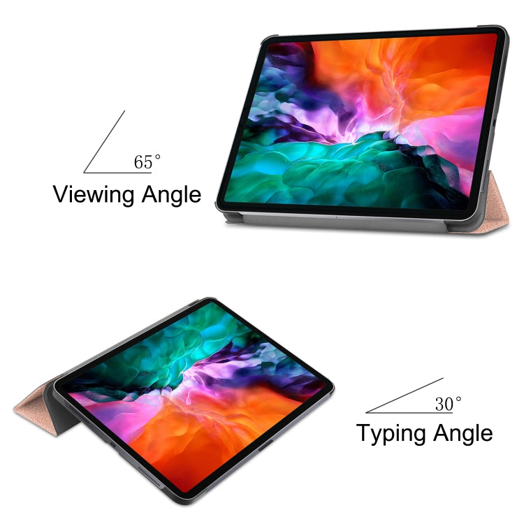 For  iPad Air 13 2024 / Pro 12.9 2022 Custer Texture 3-folding Smart Leather Tablet Case(Rose Gold) - iPad Pro 12.9 (2022/2021) Cases by PMC TechLife | Online Shopping South Africa | PMC TechLife | Buy Now Pay Later Mobicred