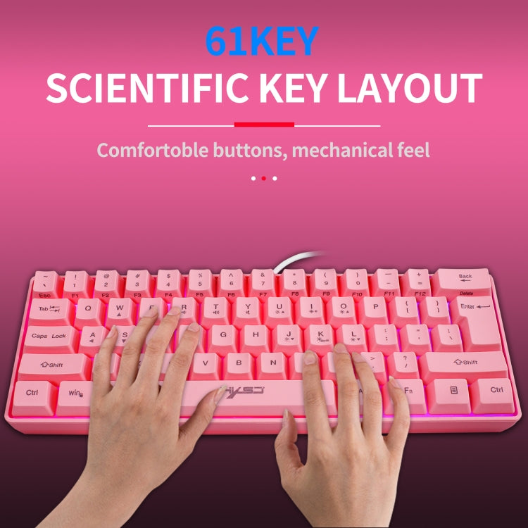 HXSJ V700 61 Keys RGB Lighting Gaming Wired Keyboard (Pink) - Wired Keyboard by HXSJ | Online Shopping South Africa | PMC Jewellery | Buy Now Pay Later Mobicred