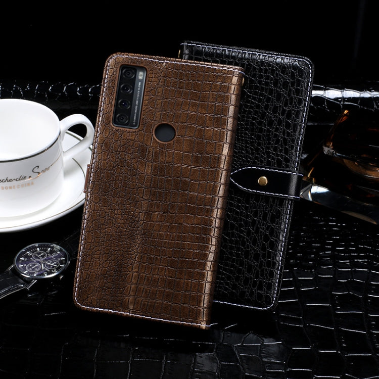 For TCL 20 SE idewei Crocodile Texture Horizontal Flip Leather Case with Holder & Card Slots & Wallet(Dark Brown) - More Brand by idewei | Online Shopping South Africa | PMC Jewellery | Buy Now Pay Later Mobicred