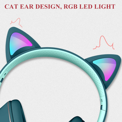 AKZ-022 USB + 3.5mm Port Cat Ear Design Foldable LED Headset with Mic(Dark Blue) - Multimedia Headset by PMC Jewellery | Online Shopping South Africa | PMC Jewellery | Buy Now Pay Later Mobicred