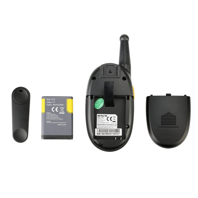 1 Pair RETEVIS RT35 0.5W US Frequency 462.550-467.7125MHz 22CH Handheld Children Walkie Talkie(Black) - Children by RETEVIS | Online Shopping South Africa | PMC Jewellery | Buy Now Pay Later Mobicred