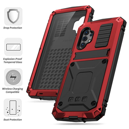 For Samsung Galaxy A32 5G / M32 5G R-JUST Waterproof Shockproof Dustproof Metal + Silicone Protective Case with Holder(Red) - Galaxy Phone Cases by R-JUST | Online Shopping South Africa | PMC Jewellery