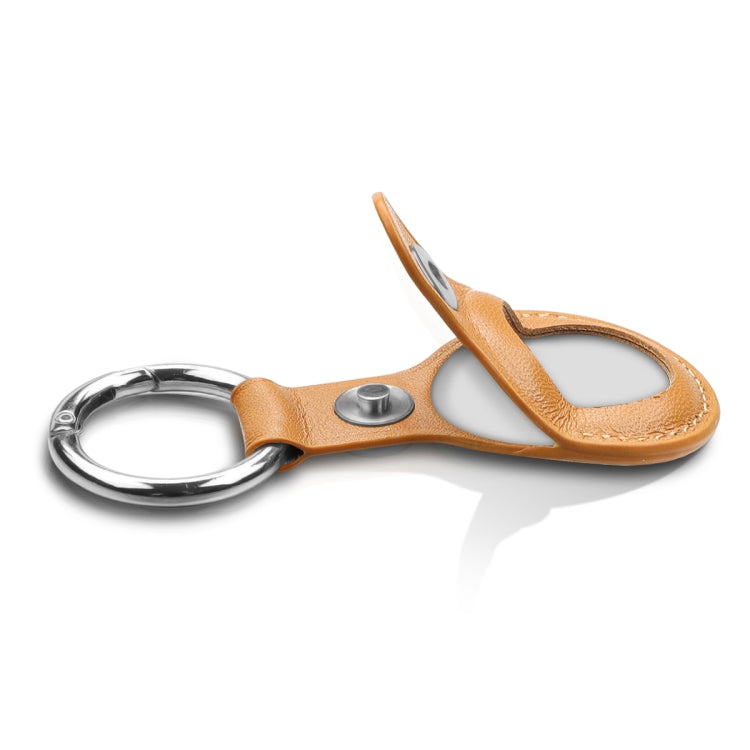 Anti-scratch Top-layer Cowhide Leather Case Cover with Switchable Keychain Ring for AirTag(Light Brown) - Key Chain Series by PMc TechLife | Online Shopping South Africa | PMc TechLife | Buy Now Pay Later Mobicred