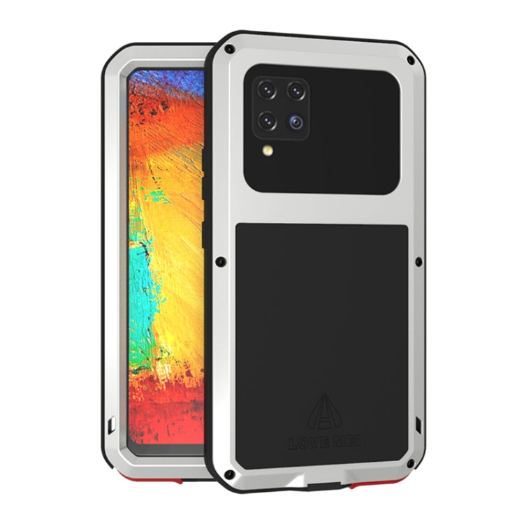 For Samsung Galaxy A42 LOVE MEI Metal Shockproof Waterproof Dustproof Protective Case with Glass(Silver) - Galaxy Phone Cases by LOVE MEI | Online Shopping South Africa | PMC Jewellery | Buy Now Pay Later Mobicred