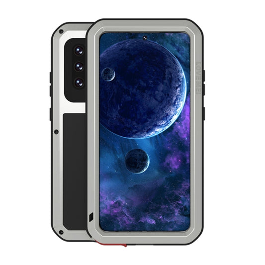 For Samsung Galaxy A52 5G / 4G LOVE MEI Metal Shockproof Waterproof Dustproof Protective Case with Glass(Silver) - Galaxy Phone Cases by LOVE MEI | Online Shopping South Africa | PMC Jewellery | Buy Now Pay Later Mobicred