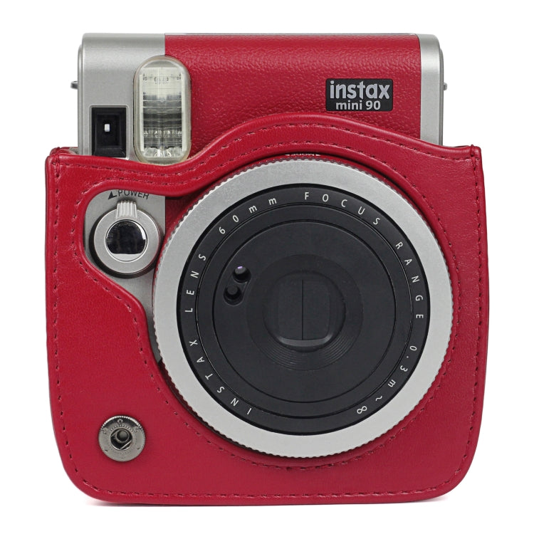 Solid Color PU Camera Bag with Shoulder Strap for Fujifilm Instax mini 90(Red) - free shipping - PMC TechLife - Order now!