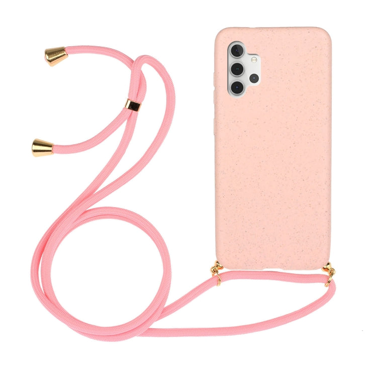 For Samsung Galaxy A32 5G Wheat Straw Material + TPU Protective Case with Lanyard(Pink) - Galaxy Phone Cases by PMC TechLife | Online Shopping South Africa | PMC TechLife