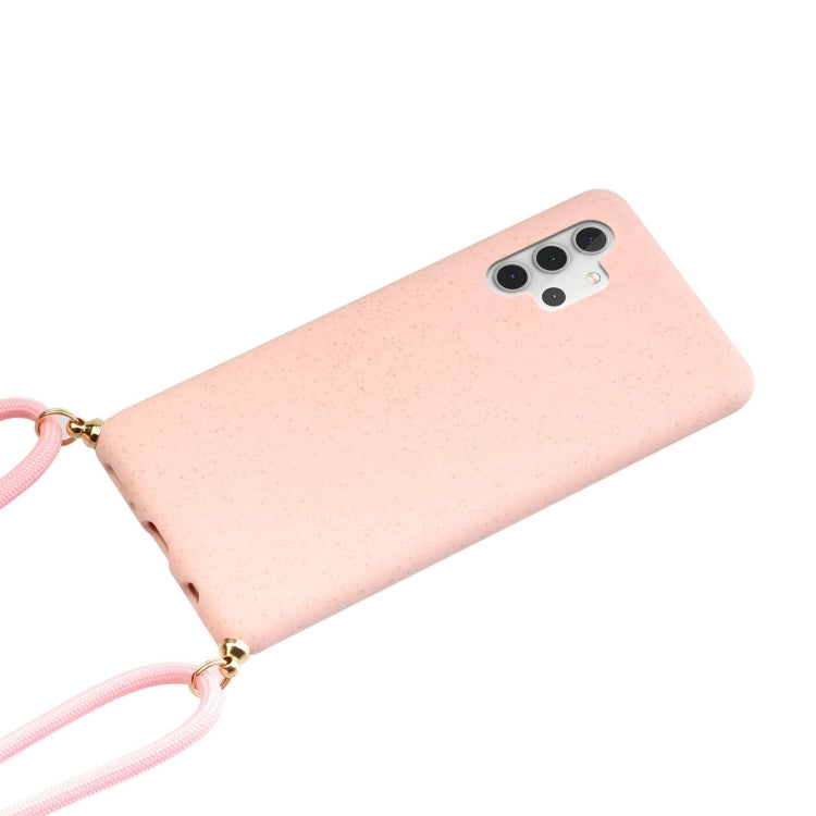 For Samsung Galaxy A32 5G Wheat Straw Material + TPU Protective Case with Lanyard(Pink) - Galaxy Phone Cases by PMC TechLife | Online Shopping South Africa | PMC TechLife