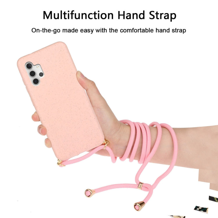 For Samsung Galaxy A32 5G Wheat Straw Material + TPU Protective Case with Lanyard(Pink) - Galaxy Phone Cases by PMC TechLife | Online Shopping South Africa | PMC TechLife