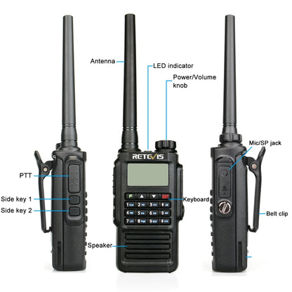 RETEVIS RT87 136-174MHz + 400-480MHz 128CHS Waterproof Dual Band DTMF Two Way Radio Handheld Walkie Talkie, EU Plug - Handheld Walkie Talkie by RETEVIS | Online Shopping South Africa | PMC Jewellery | Buy Now Pay Later Mobicred