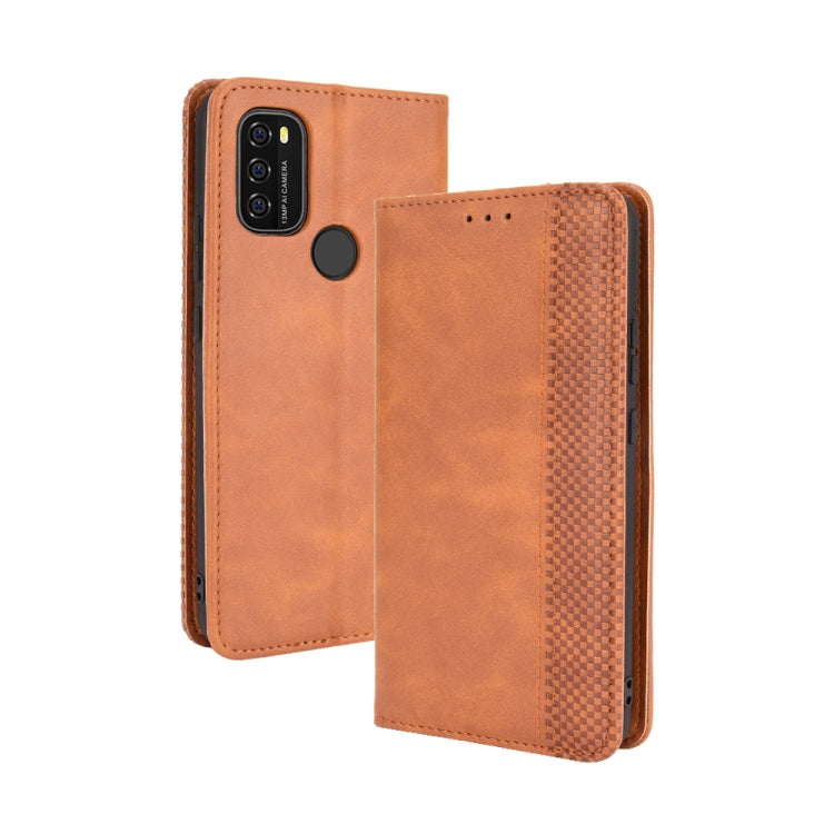 For Blackview A70 (2021) Magnetic Buckle Retro Crazy Horse Texture Horizontal Flip Leather Case with Holder & Card Slots & Photo Frame(Brown) - More Brand by PMC Jewellery | Online Shopping South Africa | PMC Jewellery | Buy Now Pay Later Mobicred