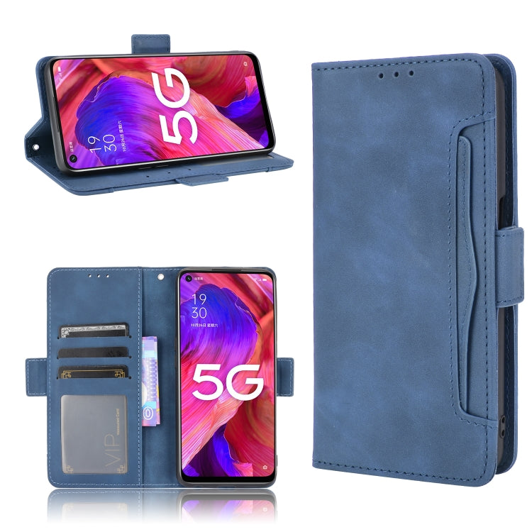 For OPPO A54 5G / A74 5G / A93 5G Skin Feel Calf Pattern Horizontal Flip Leather Case with Holder & Card Slots & Photo Frame(Blue) - OPPO Cases by PMC Jewellery | Online Shopping South Africa | PMC Jewellery | Buy Now Pay Later Mobicred