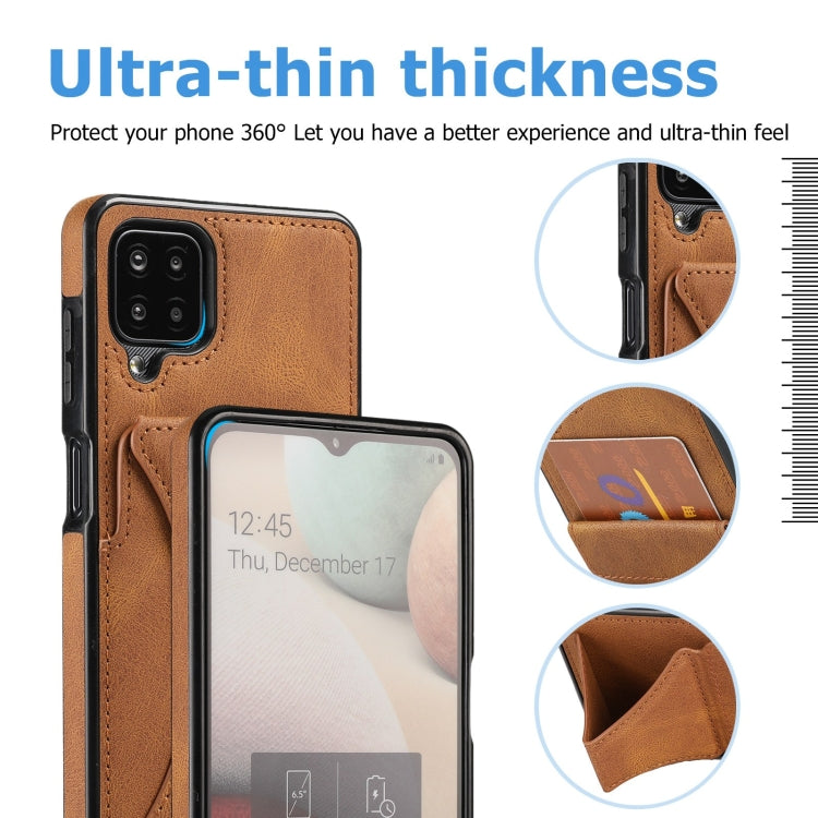 For Samsung Galaxy A12 Ultra-thin Shockproof Protective Case with Holder(Brown) - Galaxy Phone Cases by PMC TechLife | Online Shopping South Africa | PMC TechLife | Buy Now Pay Later Mobicred