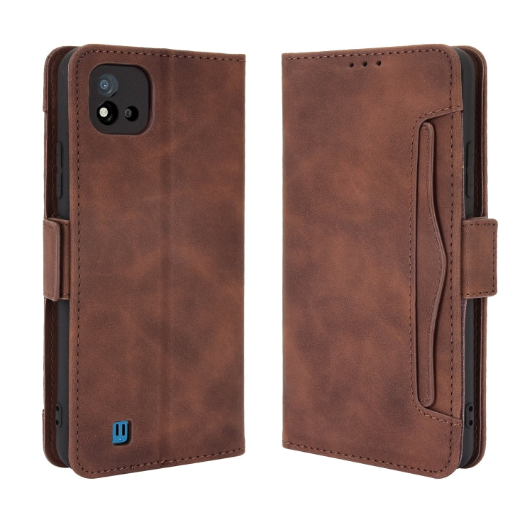 For OPPO Realme C11 2021 / C20 / C20A Skin Feel Calf Pattern Horizontal Flip Leather Case with Holder & Card Slots & Photo Frame(Brown) - Realme Cases by PMC Jewellery | Online Shopping South Africa | PMC Jewellery | Buy Now Pay Later Mobicred