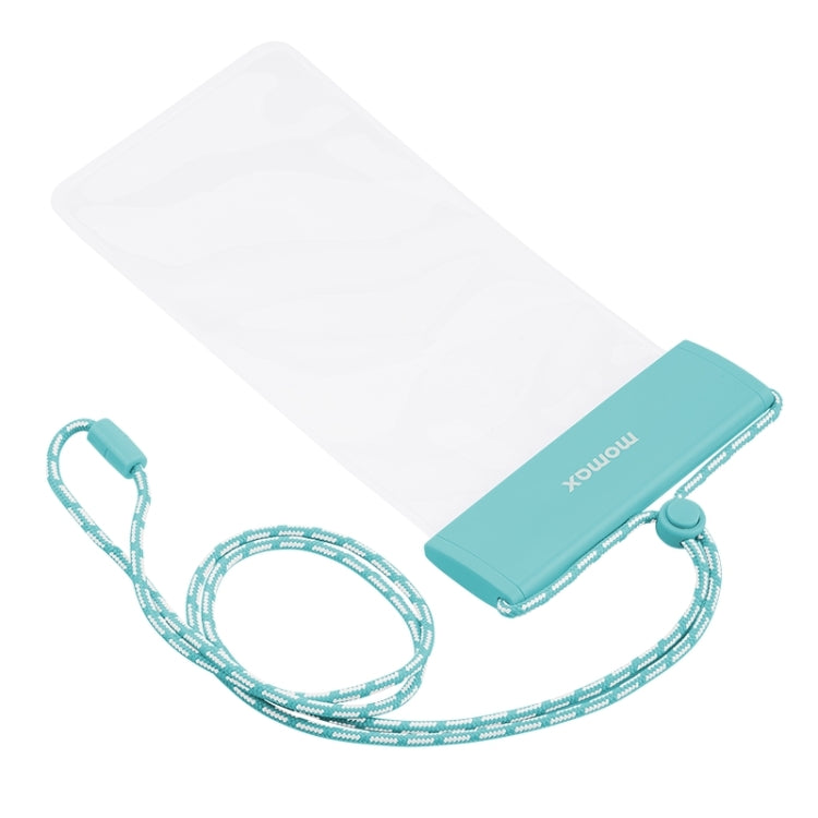 MOMAX SR25 IPX8 Outdoor Transparent PC+TPU Waterproof Bag with Lanyard For Mobile Phones Below 7 inche(Blue) - Waterproof Bag by MOMAX | Online Shopping South Africa | PMC Jewellery | Buy Now Pay Later Mobicred