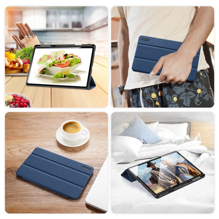 For Samsung Galaxy Tab S8+ / Tab S8 Plus /  Tab S7 FE / Tab S7+ DUX DUCIS Domo Series Horizontal Flip Magnetic PU Leather Case with Three-folding Holder & Wake-up / Sleep Function(Blue) - Galaxy Tab S8+ Cases by DUX DUCIS | Online Shopping South Africa | PMC Jewellery | Buy Now Pay Later Mobicred