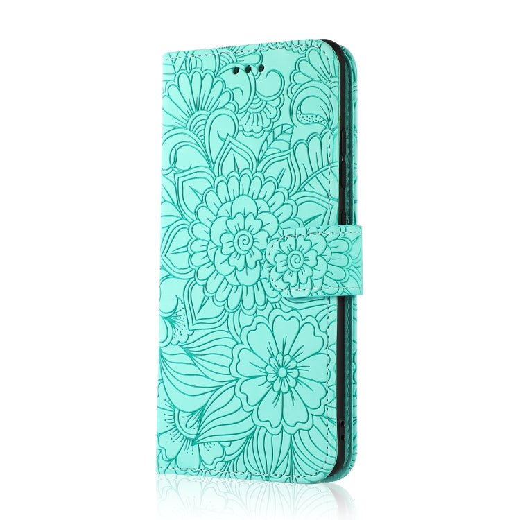 For Samsung Galaxy A32 4G Skin Feel Embossed Sunflower Horizontal Flip Leather Case with Holder & Card Slots & Wallet & Lanyard(Green) - Galaxy Phone Cases by PMC Jewellery | Online Shopping South Africa | PMC Jewellery