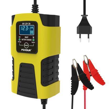 FOXSUR 2A / 6V / 12V Car / Motorcycle 3-stage Full Smart Battery Charger, Plug Type:JP Plug(Yellow) - Battery Charger by FOXSUR | Online Shopping South Africa | PMC Jewellery | Buy Now Pay Later Mobicred