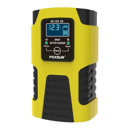 FOXSUR 2A / 6V / 12V Car / Motorcycle 3-stage Full Smart Battery Charger, Plug Type:UK Plug(Yellow) - Battery Charger by FOXSUR | Online Shopping South Africa | PMC Jewellery | Buy Now Pay Later Mobicred