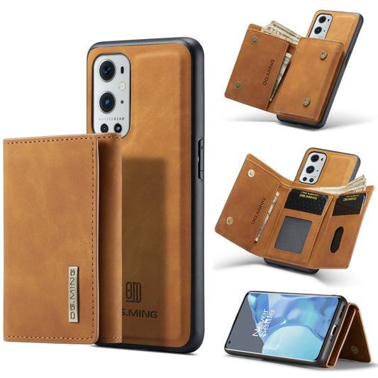 For OnePlus 9 Pro DG.MING M1 Series 3-Fold Multi Card Wallet  Back Cover Shockproof Case with Holder Function(Brown) -  by DG.MING | Online Shopping South Africa | PMC Jewellery | Buy Now Pay Later Mobicred