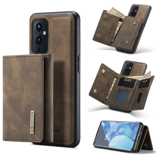 For OnePlus 9 (EU/NA) DG.MING M1 Series 3-Fold Multi Card Wallet  Back Cover Shockproof Case with Holder Function(Coffee) -  by DG.MING | Online Shopping South Africa | PMC Jewellery | Buy Now Pay Later Mobicred