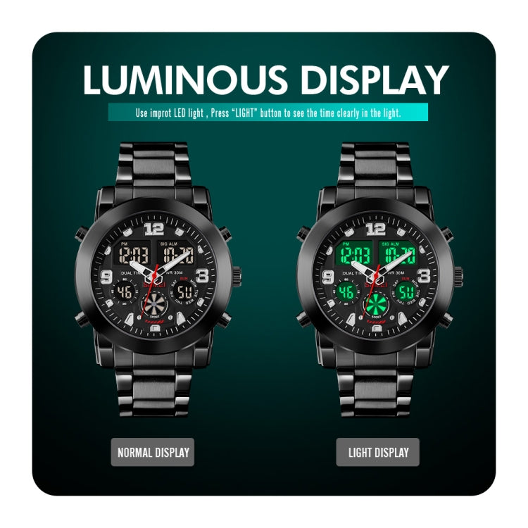 SKMEI 1642 Three-time Display Luminous Electronic Watch, Support Alarm Clock(Black) - free shipping - PMC TechLife - Order now!