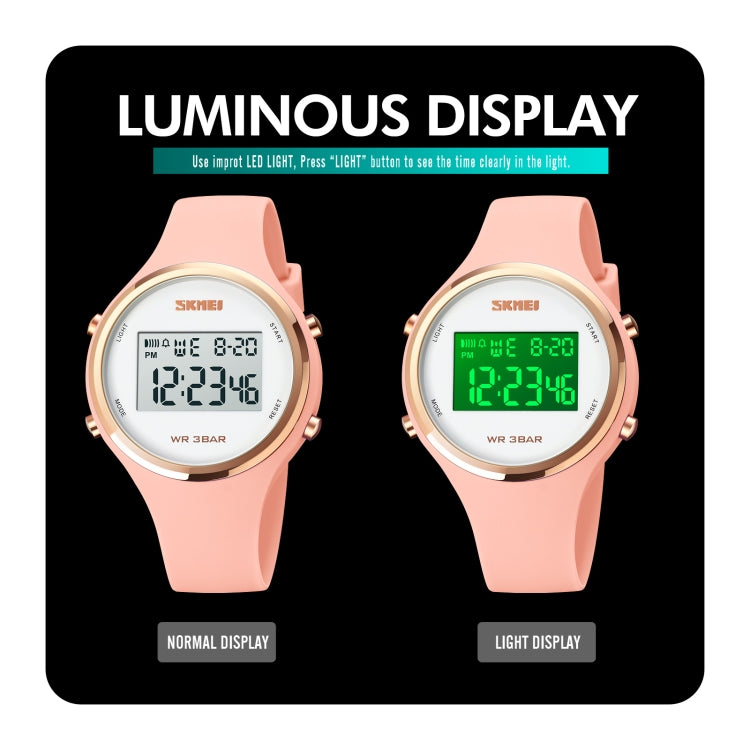 SKMEI 1720 Round Dial LED Digital Display Luminous Silicone Strap Electronic Watch(Pink) - free shipping - PMC TechLife - Order now!