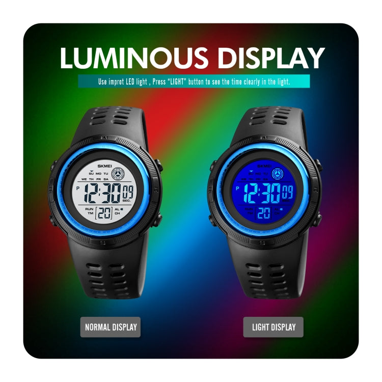 SKMEI 1773 Triplicate Round LED Dual Time Digital Display Colorful Backlight Electronic Watch(Blue Black) - free shipping - PMC TechLife - Order now!